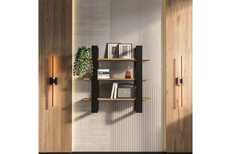 Draven Seinälevy 90x90 cm - Musta/Tammi - Talo & remontointi - Rakentaminen - Lattiat & seinät & katot - Lattia & seinäpinnat