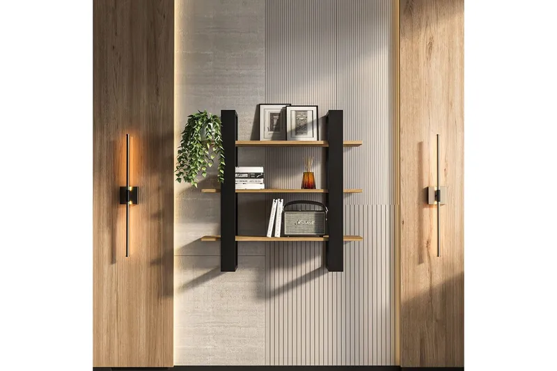 Draven Seinälevy 90x90 cm - Musta/Tammi - Talo & remontointi - Rakentaminen - Lattiat & seinät & katot - Lattia & seinäpinnat