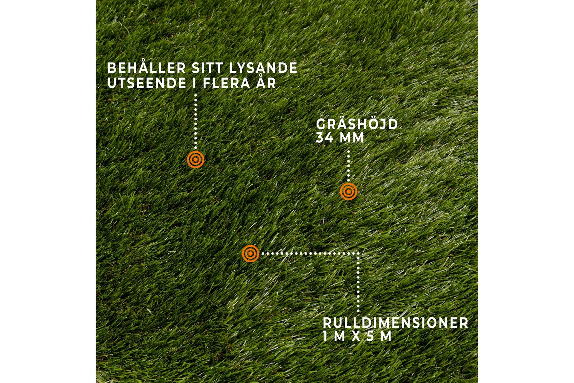 Fornorth Keinonurmi Natural 34 mm, 1x5 m Rulla - Vihreä - Talo & remontointi - Rakentaminen - Lattiat & seinät & katot - Lattia