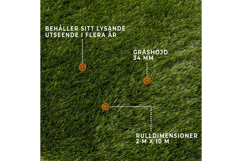 Fornorth Keinonurmi Natural 34 mm, 2x10 m Rulla - Vihreä - Talo & remontointi - Rakentaminen - Lattiat & seinät & katot - Lattia