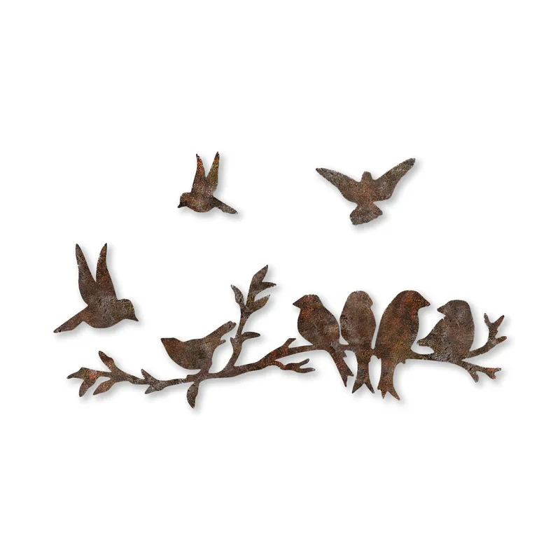 Koristeellinen metallinen seinäkoriste Wallxpert Rusty Birds V2 Antiikkikäsittely, undefined