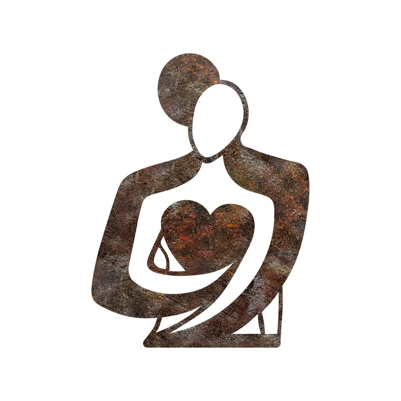 Koristeellinen metallinen seinäkoriste Wallxpert Rusty Hug (70 x 52 cm), undefined