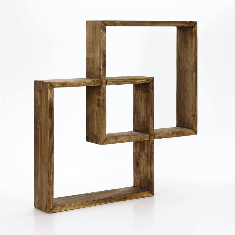 Koristeellinen puinen seinähylly Wallxpert Erno (51 x 51 x 9 cm) tammi, tammi