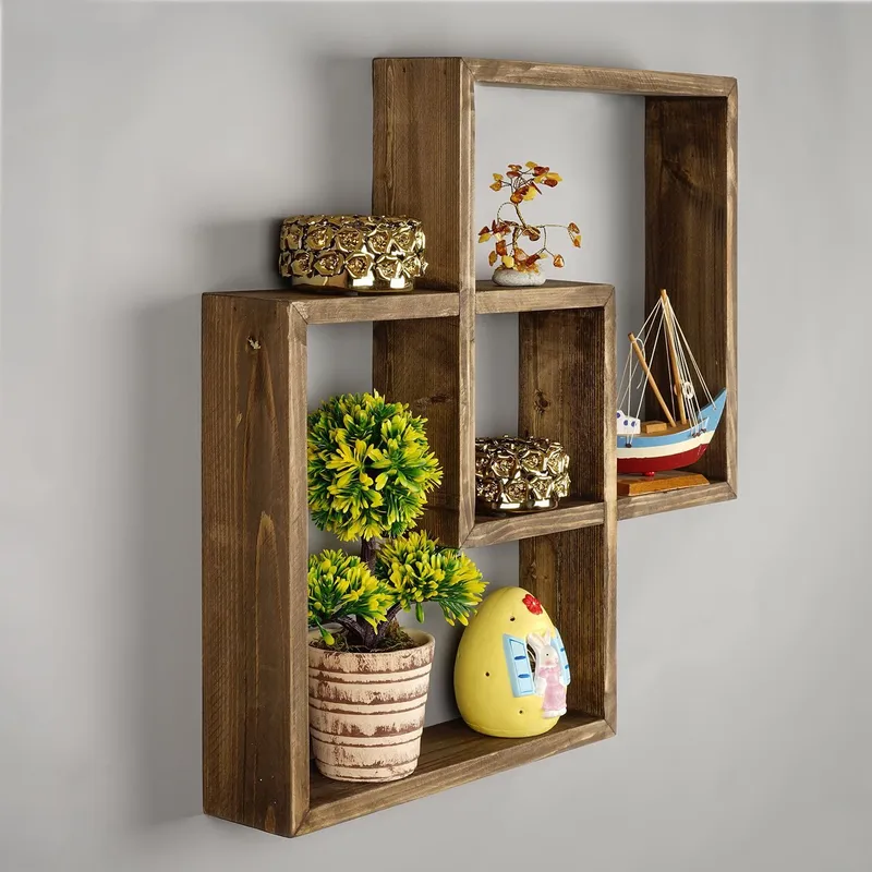 Koristeellinen puinen seinähylly Wallxpert Erno (51 x 51 x 9 cm) tammi - tammi - Talo & remontointi - Rakentaminen - Lattiat & seinät & katot - Lattia & seinäpinnat