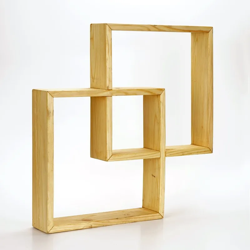Koristeellinen puinen seinähylly Wallxpert Erno (51 x 51 x 9 cm) Puinen, puinen