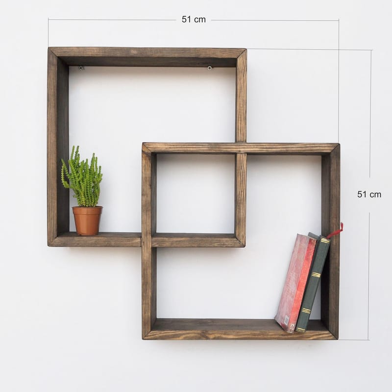 Koristeellinen puinen seinähylly Wallxpert Erno (51 x 51 x 9 cm) tammi - tammi - Talo & remontointi - Rakentaminen - Lattiat & seinät & katot - Lattia & seinäpinnat