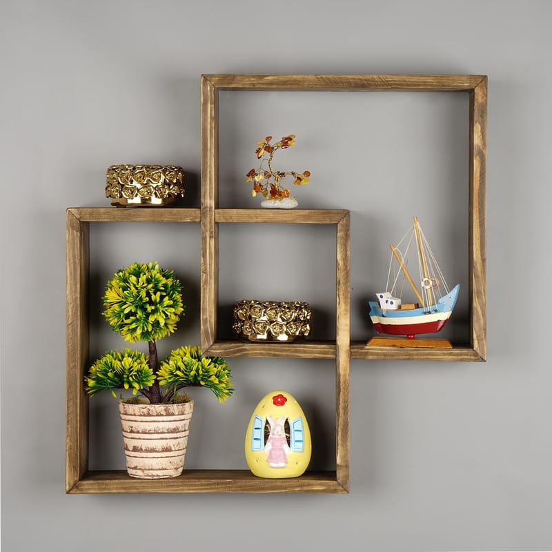 Koristeellinen puinen seinähylly Wallxpert Erno (51 x 51 x 9 cm) tammi - tammi - Talo & remontointi - Rakentaminen - Lattiat & seinät & katot - Lattia & seinäpinnat