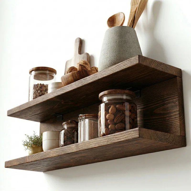 Koristeellinen puinen seinähylly Wallxpert Brano (50 x 20 x 14 cm) Puu - puinen - Talo & remontointi - Rakentaminen - Lattiat & seinät & katot - Lattia & seinäpinnat