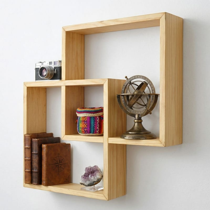 Koristeellinen puinen seinähylly Wallxpert Erno (51 x 51 x 9 cm) Puinen - puinen - Talo & remontointi - Rakentaminen - Lattiat & seinät & katot - Lattia & seinäpinnat