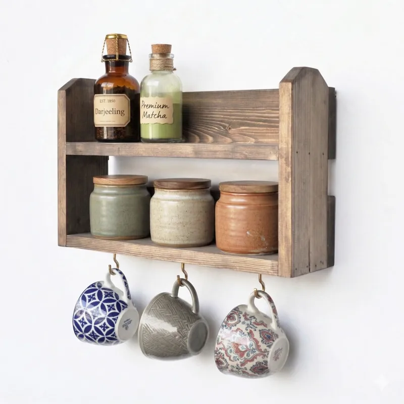 Koristeellinen puinen seinähylly Wallxpert Rafello (40 x 25 x 11 cm) Puinen, Puinen