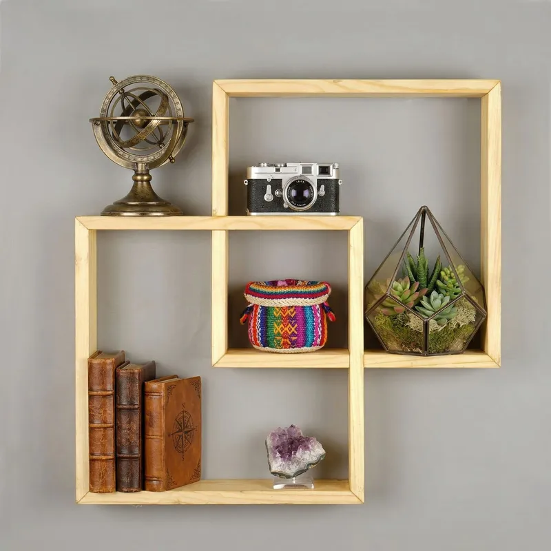 Koristeellinen puinen seinähylly Wallxpert Erno (51 x 51 x 9 cm) Puinen - puinen - Talo & remontointi - Rakentaminen - Lattiat & seinät & katot - Lattia & seinäpinnat