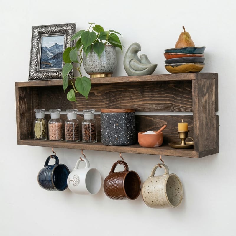 Koristeellinen puinen seinähylly Wallxpert Erno (70 x 21 x 10 cm) puinen - puinen - Talo & remontointi - Rakentaminen - Lattiat & seinät & katot - Lattia & seinäpinnat