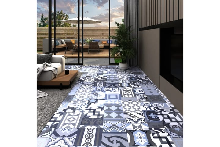 Itsekiinnittyvä lattialankku 20 kpl PVC 1,86 m² värikuvio - Monivärinen - Lattia