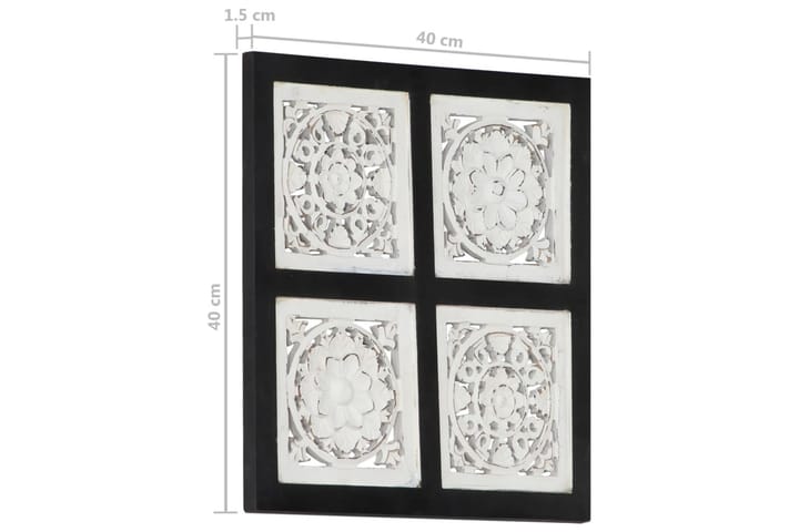 Käsin veistetty seinäpaneeli MDF 40x40x1,5 cm musta/valkoine - Musta - Lattia & seinäpinnat