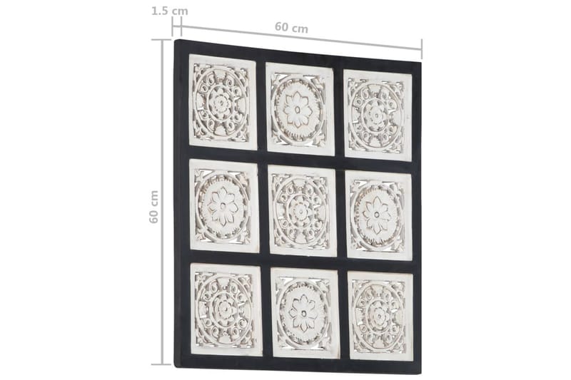 Käsin veistetty seinäpaneeli MDF 60x60x1,5 cm musta/valkoine - Musta - Talo & remontointi - Rakentaminen - Lattiat & seinät & katot - Lattia & seinäpinnat