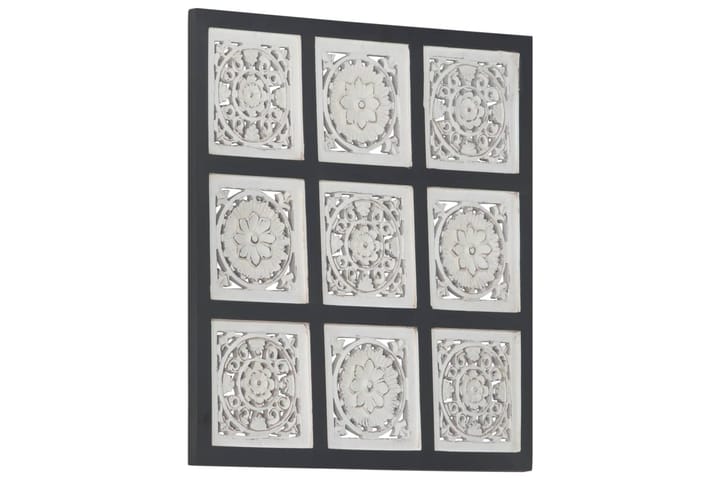 Käsin veistetty seinäpaneeli MDF 60x60x1,5 cm musta/valkoine - Musta - Lattia & seinäpinnat