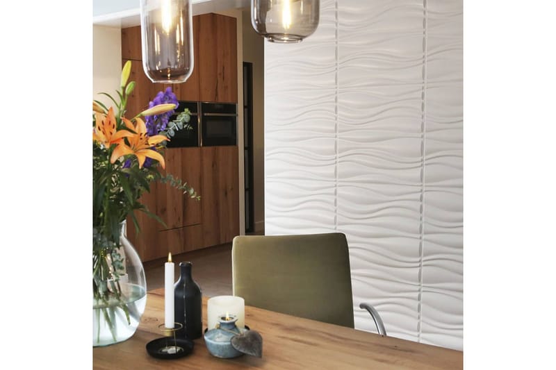 WallArt 24 kpl 3D-seinälevyjä GA-WA04 Waves - Valkoinen - Talo & remontointi - Rakentaminen - Lattiat & seinät & katot - Lattia & seinäpinnat