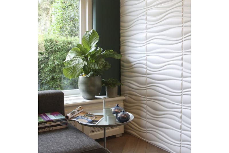 WallArt 24 kpl 3D-seinälevyjä GA-WA04 Waves - Valkoinen - Talo & remontointi - Rakentaminen - Lattiat & seinät & katot - Lattia & seinäpinnat