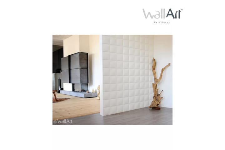 WallArt Seinäpaneelit 3D Cubes 12 kpl GA-WA07 - Valkoinen - Lattia & seinäpinnat