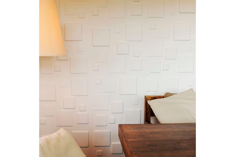 WallArt Seinäpaneelit 3D neliöt 12 kpl GA-WA09 - Valkoinen - Talo & remontointi - Rakentaminen - Lattiat & seinät & katot - Lattia & seinäpinnat