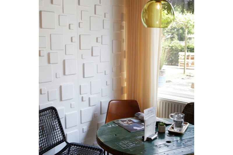 WallArt Seinäpaneelit 3D neliöt 12 kpl GA-WA09 - Valkoinen - Talo & remontointi - Rakentaminen - Lattiat & seinät & katot - Lattia & seinäpinnat