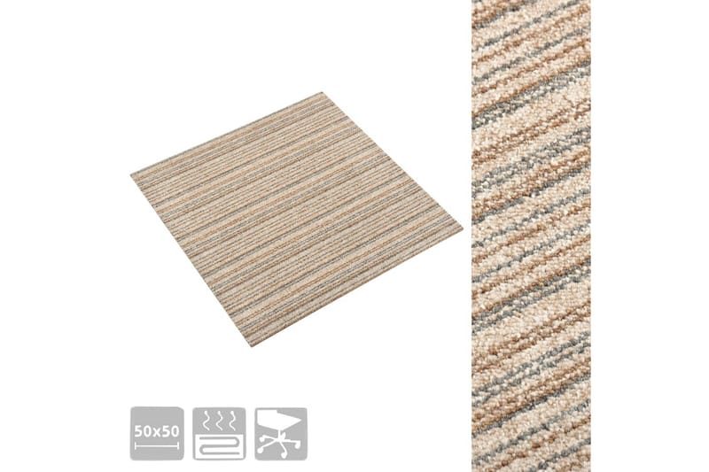 Tekstiililaatta 20 kpl 5 mÂ² 50x50 cm raidallinen beige - Beige - Lattia - Kokolattiamatot