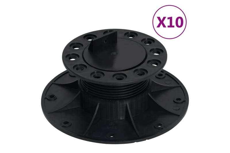 Säädettävät terassin jalat 10 kpl 60€“88 mm - Musta - Talo & remontointi - Rakentaminen - Lattiat & seinät & katot - Lattia