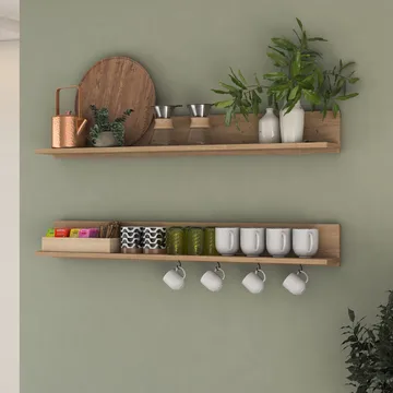 Seinähylly Wallxpert Bren (120 x 15 x 14,8 cm) pähkinä - pähkinä - Talo & remontointi - Rakentaminen - Lattiat & seinät & katot - Lattia & seinäpinnat