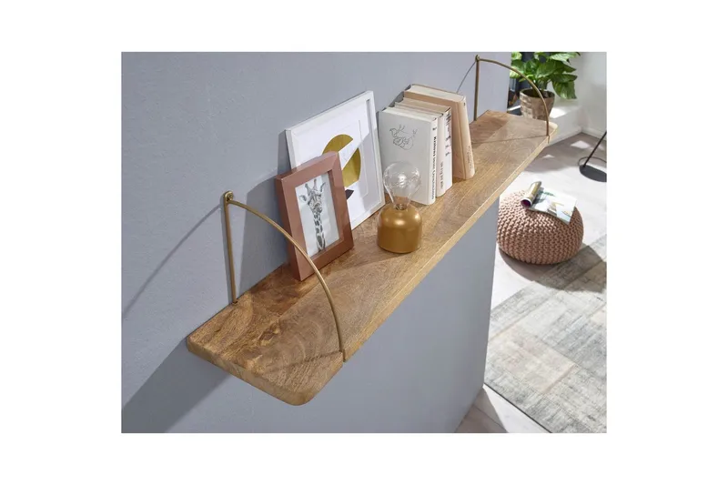 Seinähylly Wohnling massivipuuta, metallinen riippuva hylly, teollinen loft-tyyli 100 cm - 100 cm - Talo & remontointi - Keittiö & kylpyhuone - Keittiö & kodinhoitohuone - Keittiön sisustus - Keittiöhylly