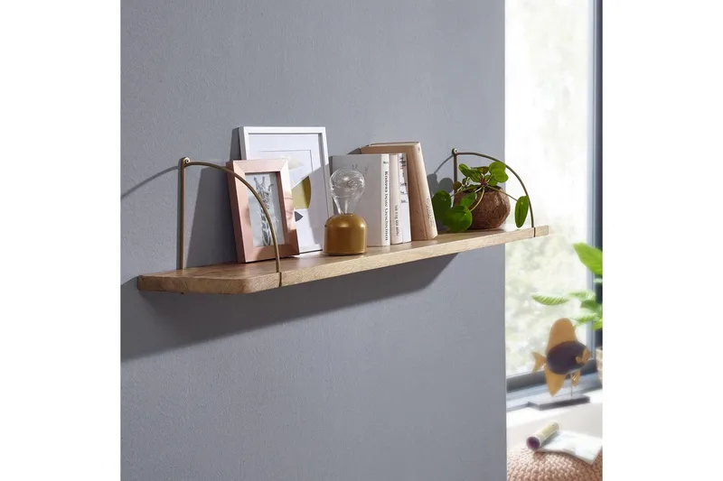 Seinähylly Wohnling massivipuuta, metallinen riippuva hylly, teollinen loft-tyyli 100 cm - 100 cm - Talo & remontointi - Keittiö & kylpyhuone - Keittiö & kodinhoitohuone - Keittiön sisustus - Keittiöhylly