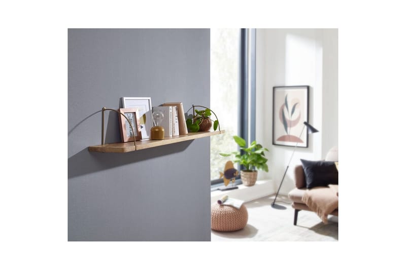 Seinähylly Wohnling massivipuuta, metallinen riippuva hylly, teollinen loft-tyyli 120 cm - 120 cm - Talo & remontointi - Rakentaminen - Lattiat & seinät & katot - Lattia & seinäpinnat