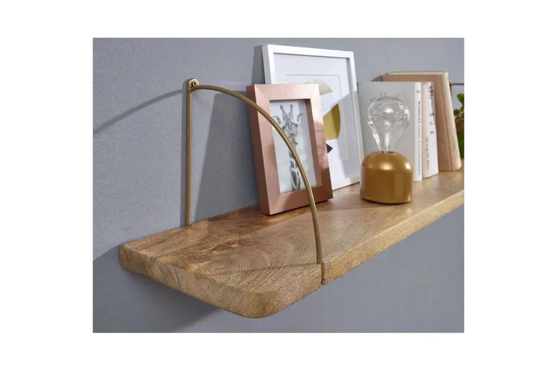Seinähylly Wohnling massivipuuta, metallinen riippuva hylly, teollinen loft-tyyli 120 cm - 120 cm - Talo & remontointi - Keittiö & kylpyhuone - Keittiö & kodinhoitohuone - Keittiön sisustus - Keittiöhylly