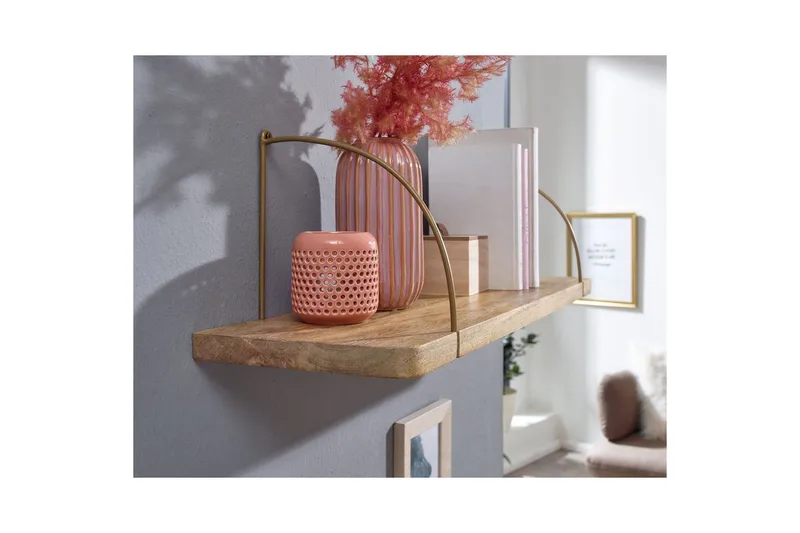 Seinähylly Wohnling massivipuuta, metallinen riippuva hylly, teollinen loft-tyyli 80 cm - 80 cm - Talo & remontointi - Keittiö & kylpyhuone - Keittiö & kodinhoitohuone - Keittiön sisustus - Keittiöhylly