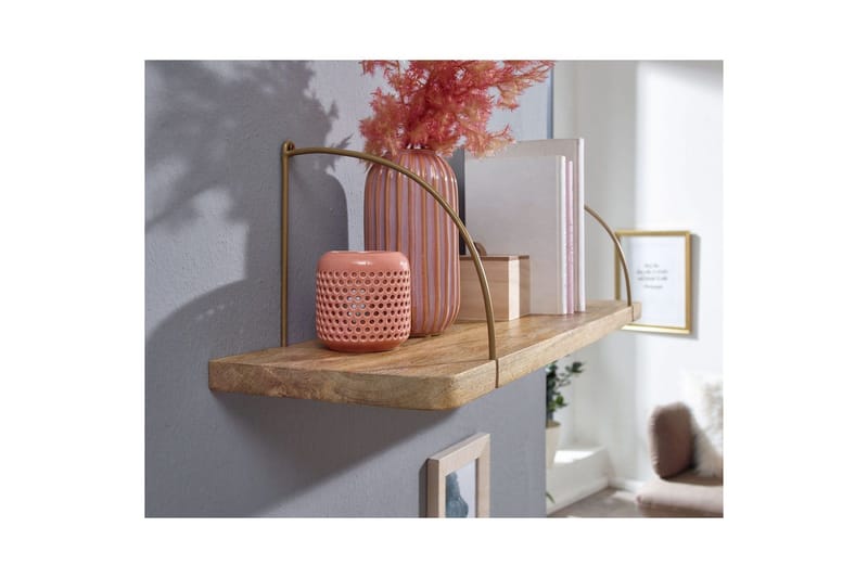 Seinähylly Wohnling massivipuuta, metallinen riippuva hylly, teollinen loft-tyyli 80 cm - 80 cm - Talo & remontointi - Keittiö & kylpyhuone - Keittiö & kodinhoitohuone - Keittiön sisustus - Keittiöhylly