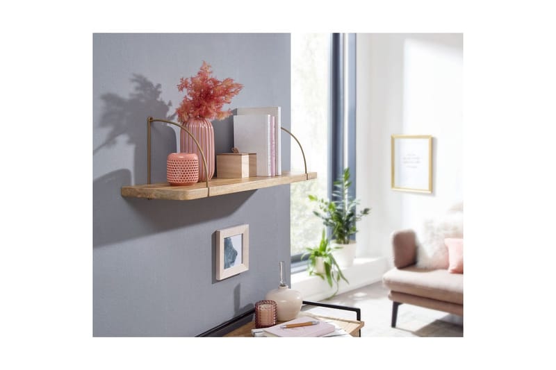 Seinähylly Wohnling massivipuuta, metallinen riippuva hylly, teollinen loft-tyyli 80 cm - 80 cm - Talo & remontointi - Keittiö & kylpyhuone - Keittiö & kodinhoitohuone - Keittiön sisustus - Keittiöhylly