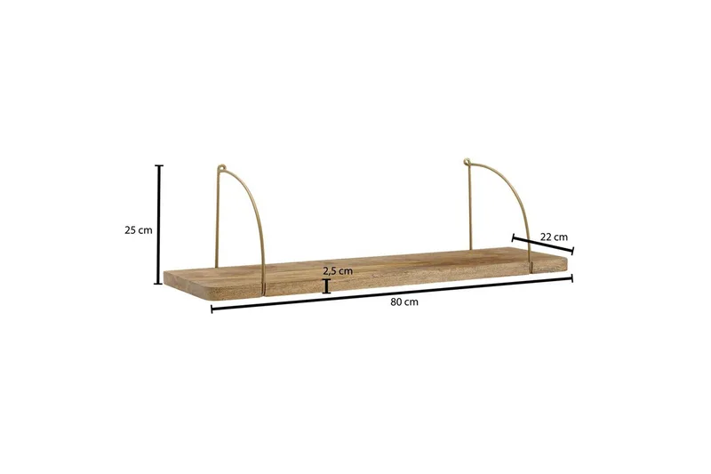 Seinähylly Wohnling massivipuuta, metallinen riippuva hylly, teollinen loft-tyyli 80 cm - 80 cm - Talo & remontointi - Keittiö & kylpyhuone - Keittiö & kodinhoitohuone - Keittiön sisustus - Keittiöhylly