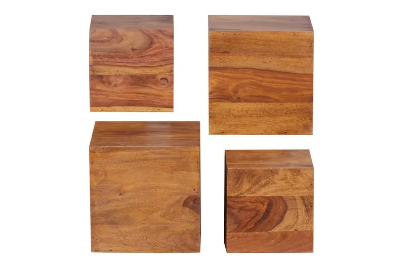 Seinähylly Wohnling Modernit seinälle kiinnitettävät kuutionmuotoiset täyspuuhyllyt, 4 kappaleen sarja, undefined