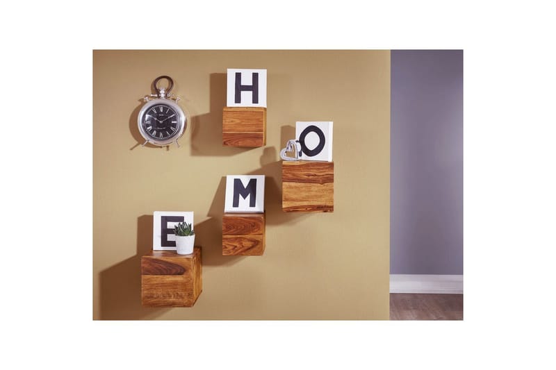 Seinähylly Wohnling Modernit seinälle kiinnitettävät kuutionmuotoiset täyspuuhyllyt, 4 kappaleen sarja - Talo & remontointi - Keittiö & kylpyhuone - Keittiö & kodinhoitohuone - Keittiön sisustus - Keittiöhylly