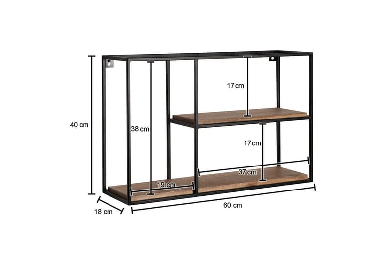 Seinähylly Wohnling Täyspuinen metallirunkoinen seinälle asennettava teollinen - Talo & remontointi - Keittiö & kylpyhuone - Keittiö & kodinhoitohuone - Keittiön sisustus - Keittiöhylly