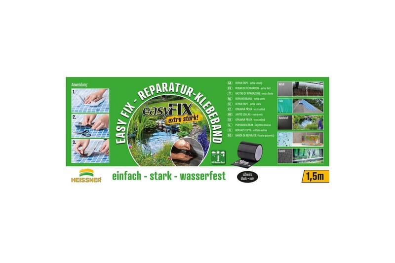 Korjausteippi Heissner EasyFix 150 x 10 cm Musta - Musta - Talo & remontointi - Rakentaminen - Naulat, ruuvit & kiinnitys - Teipit