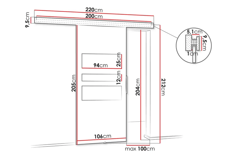 Doncaster Liukuovi - Harmaa/Beige - Talo & remontointi - Rakentaminen - Ovet - Liukuovi