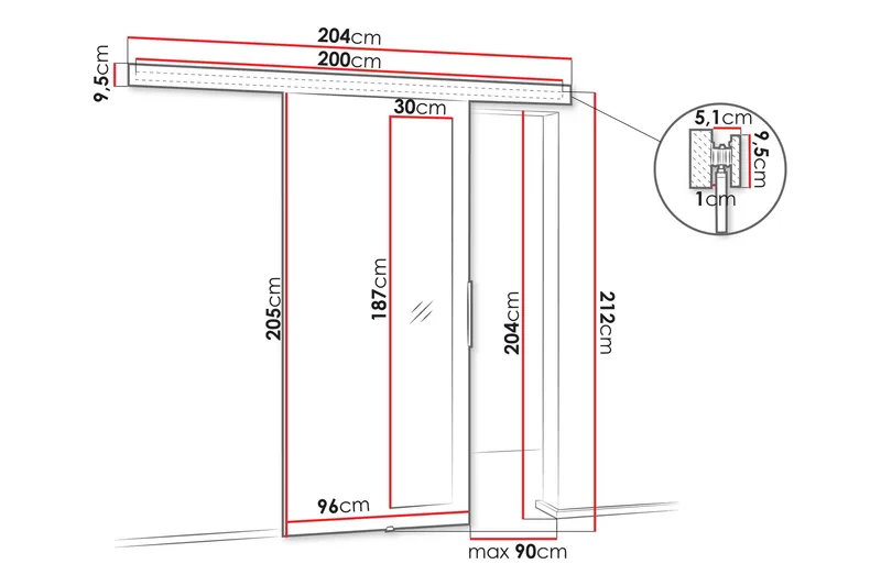 Doncaster Liukuovi - Musta - Talo & remontointi - Rakentaminen - Ovet - Liukuovi