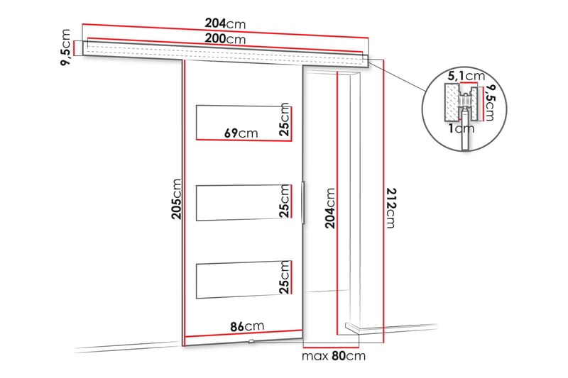 Doncaster Liukuovi - Valkoinen/Harmaa/Musta - Talo & remontointi - Rakentaminen - Ovet - Liukuovi