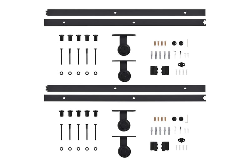 Liukuoven asennussarja 2 kpl 200 cm teräs musta - Musta - Liukuovi