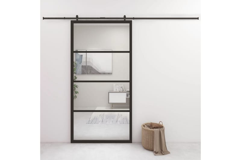 Liukuovi alumiini ja ESG-lasi 102,5x205 cm musta - Talo & remontointi - Rakentaminen - Ovet - Liukuovi