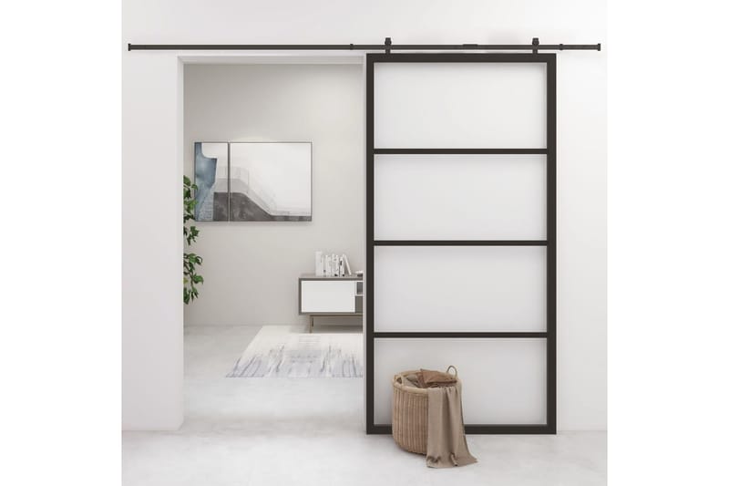 Liukuovi alumiini ja ESG-lasi 102,5x205 cm musta - Talo & remontointi - Rakentaminen - Ovet - Liukuovi