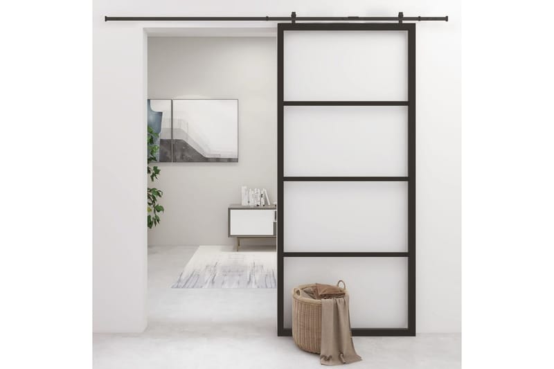 Liukuovi alumiini ja ESG-lasi 90x205 cm musta - Talo & remontointi - Rakentaminen - Ovet - Liukuovi