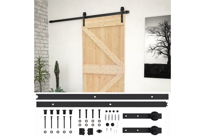 Liukuovi asennustarvikkeineen 100x210 cm täysi mänty - Ruskea - Talo & remontointi - Rakentaminen - Ovet - Liukuovi
