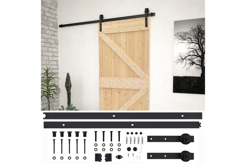 Liukuovi asennustarvikkeineen 90x210 cm täysi mänty - Ruskea - Talo & remontointi - Rakentaminen - Ovet - Liukuovi