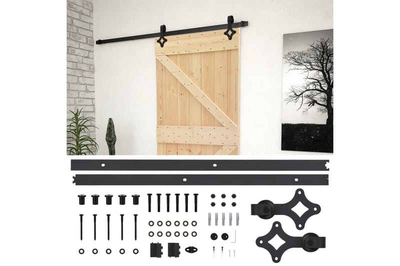 Liukuovi asennustarvikkeineen 90x210 cm täysi mänty - Liukuovi